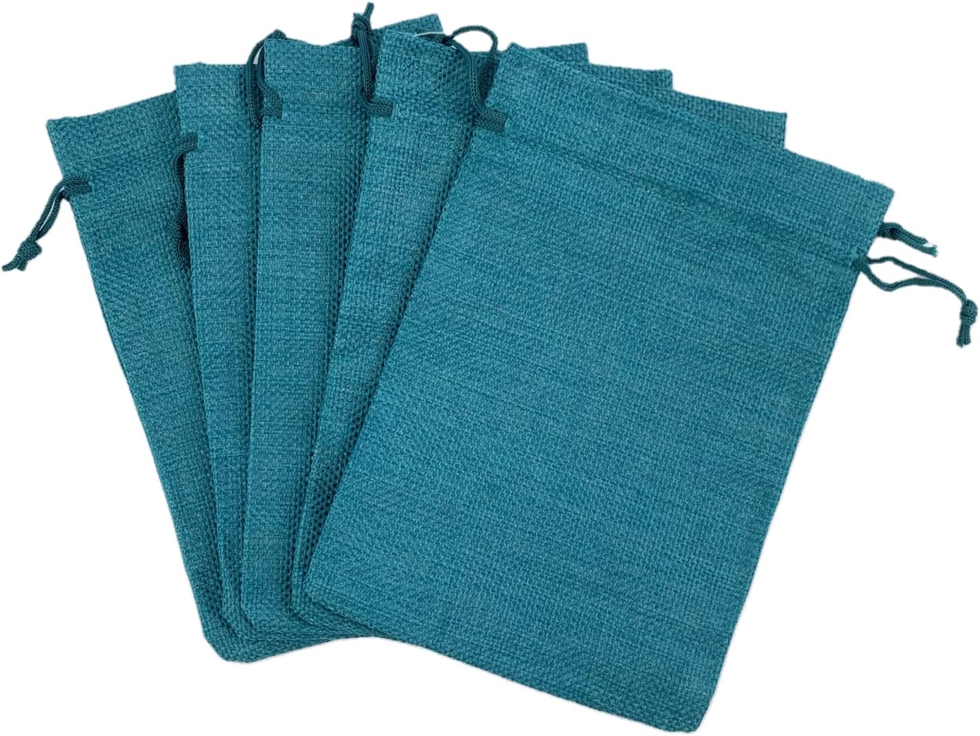 Palmhomee Pack of 25 Burlap Gift Bags with Drawstring Linen Jewelry Pouches Wedding Hessian Jute Bags for Birthday Jewelry and Treat Pouches Party Wedding Favors Gift Art and DIY Craft  (6x8 Inch, Peacock Blue)