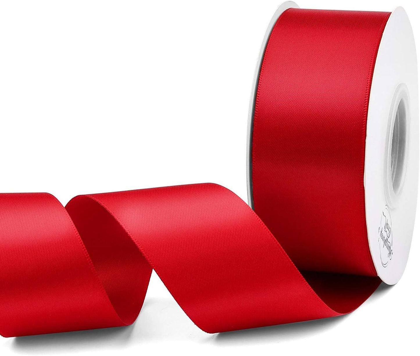 Humphrey's Craft 1-1/2 Inch Red Satin Ribbon Double Faced 25 Yards, Thick Silk Ribbon for Crafts Gift Wrapping DIY Bows Bouquet Decoration Sewing Christmas Tree Wedding and Invitation Card.