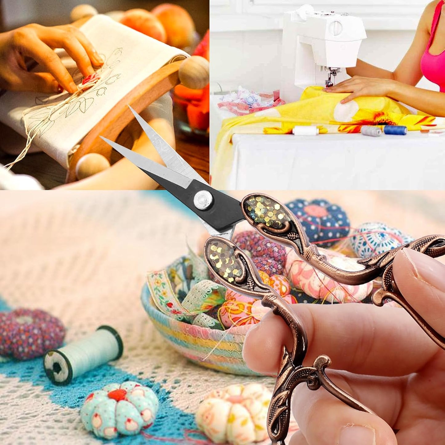 BIHRTC 4.5 Inch Small Vintage Embroidery Scissors with Artificial Leather Cover Stainless Steel Pointed Tip Shears Mini Scissors for Needlework Threading Craft DIY Tools Art Work Everyday Use