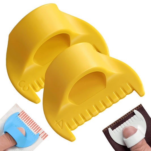 2 PCS Edge Lock Seam Guide, Mini Sewing Finger Ruler for Hand Sewing, DIY Sewing Kit Tool, Sewing Needle Gauge Measuring Guide Yellow, 3mm+4mm