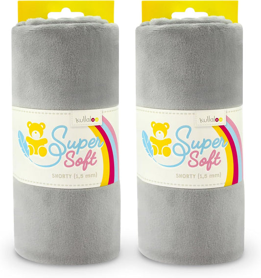 kullaloo Plush Fabric | Solid Silver Grey Minky Fabric for Sewing (Pack of 2) | Super Soft Cuddle Material | 39.5x29.5 | Plushies, Baby Blankets, Pillows, Pet Beds, Baby Accessories, Apparel