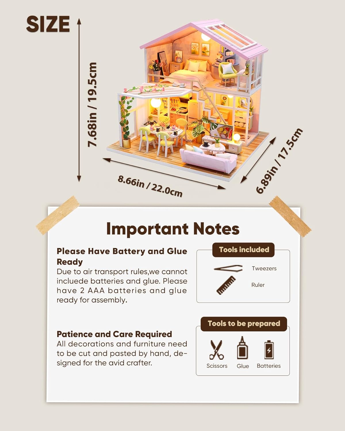 DIY Miniature House Kit, Mini House Kit for Beginners, Mayberry Street Miniatures, Model Building Craft Diorama Kit, Ideal Gifts for Birthday, Christmas(Sweet Time)