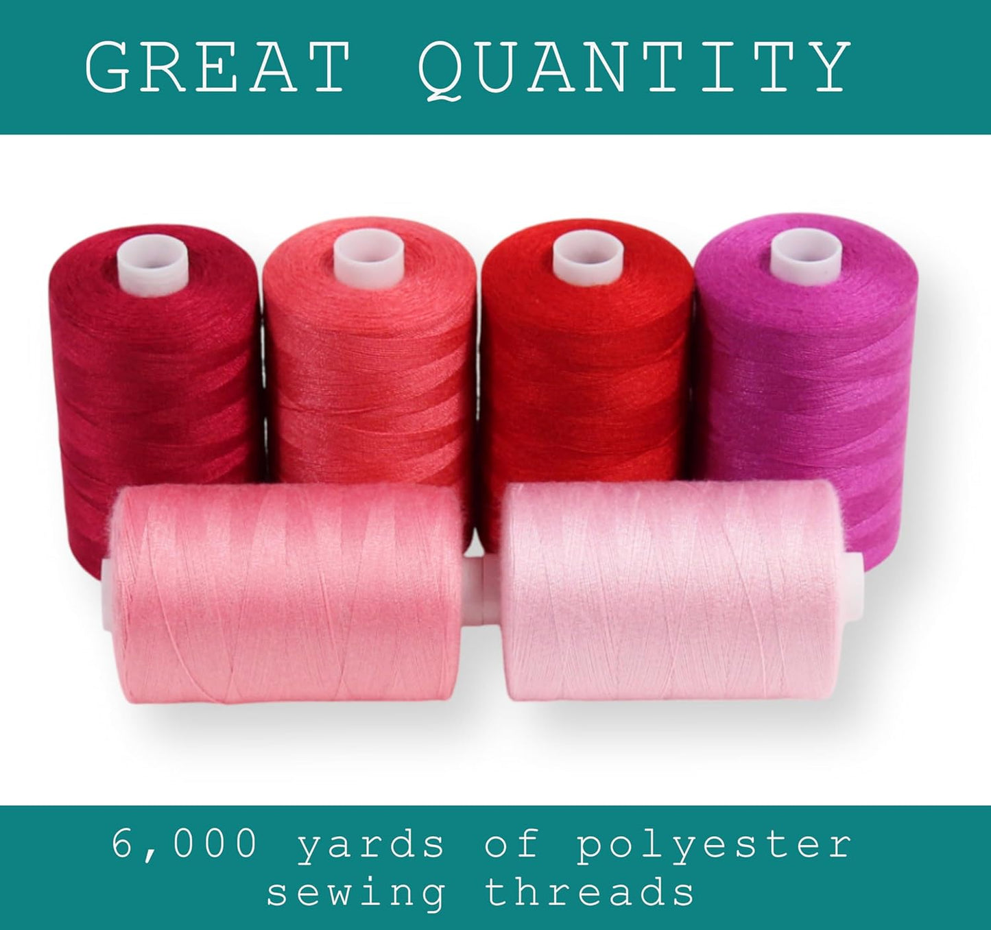 BlesSew Sewing Thread in Red Color Tones – 6 Spools of Polyester Thread for Sewing Machine for Beginners, Hand Stitching & Quilting - 1000 yds per Spool