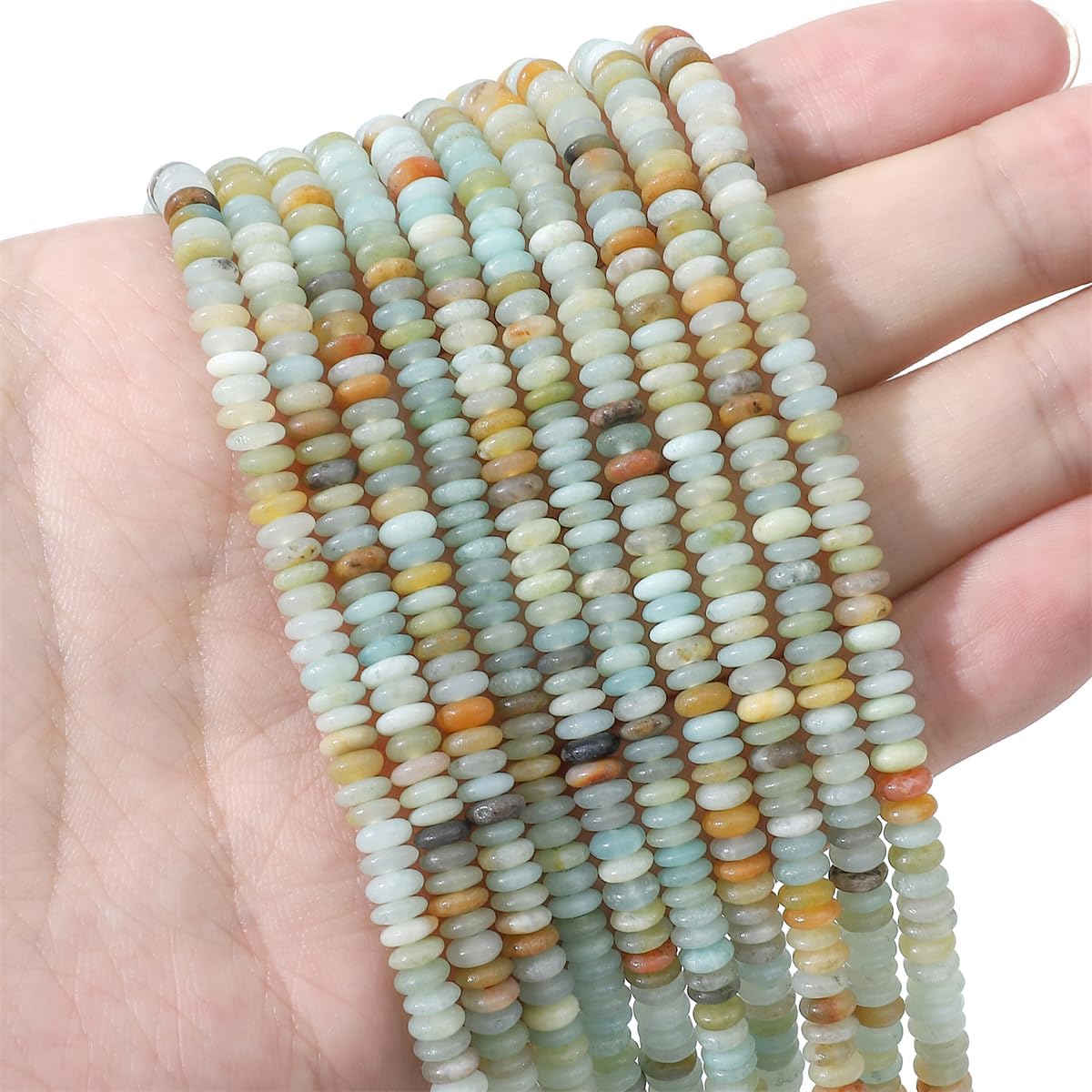 Natural Amazonite Disk Stone Beads 4x2mm 160pcs Rondelle Loose Semi Gemstone Beads for Jewelry Making Design