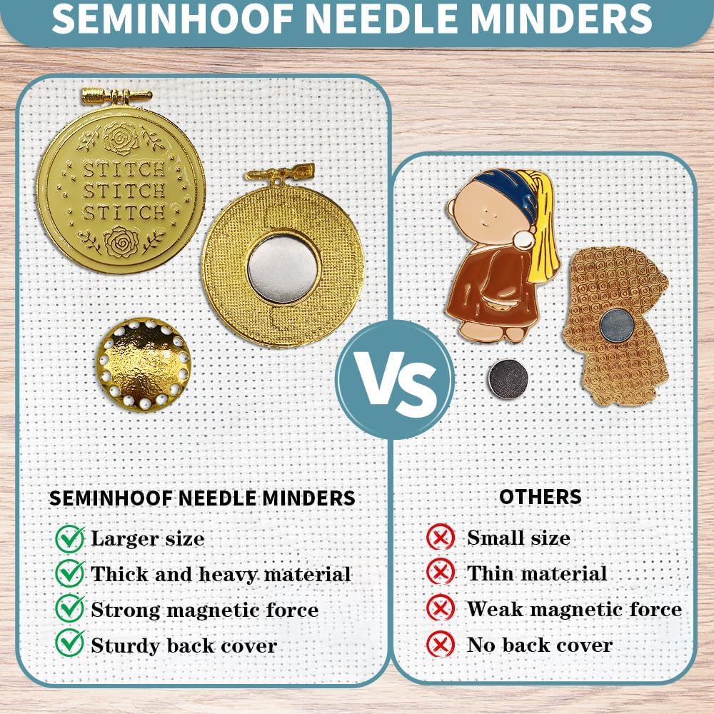 Magnetic Needle Minder Magnet Embroidery Accessories and Supplies Embroidery Needle Holder Cross Stitch Holder Needlework Supplies (Cardinal) (Gold)