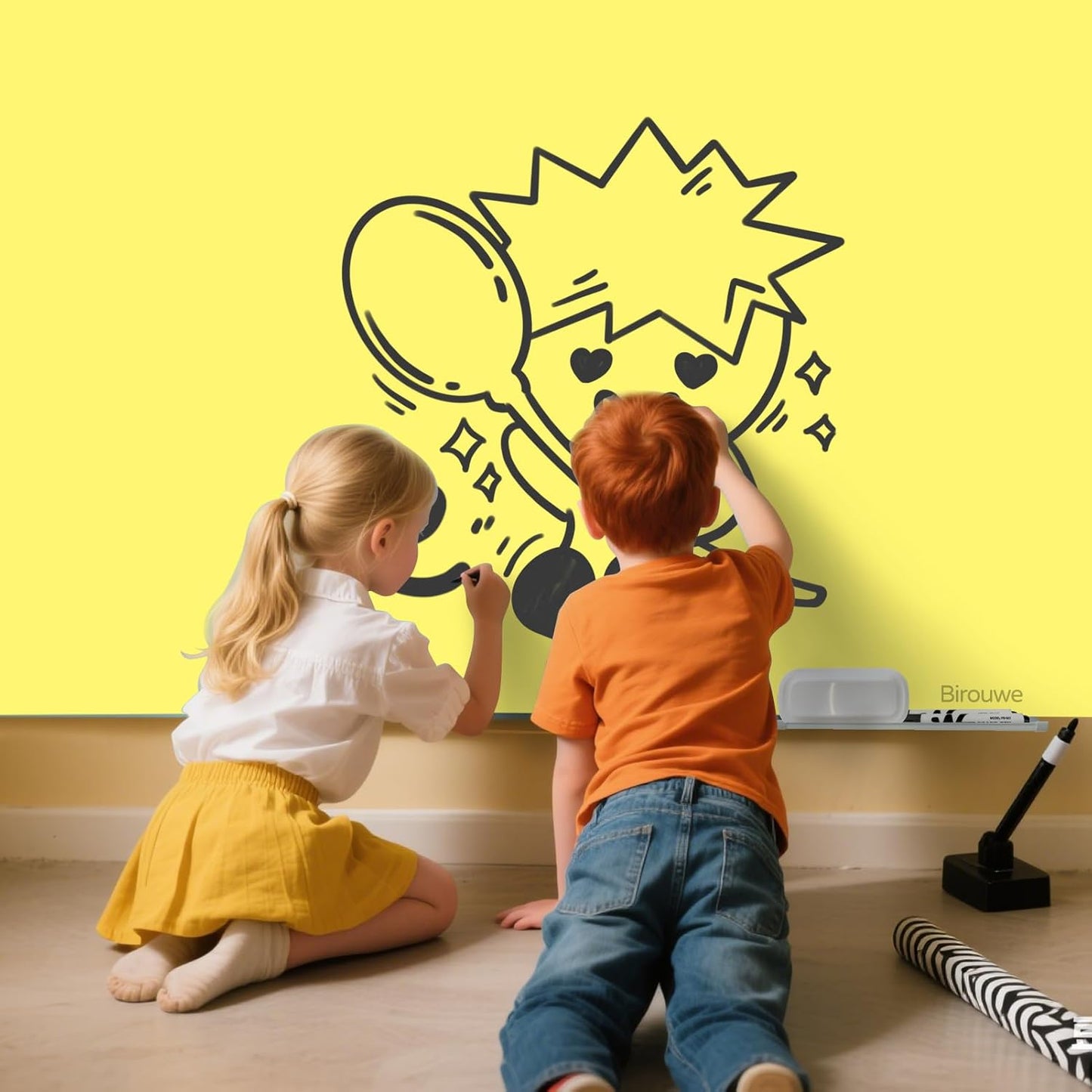 Magnetic Glass Whiteboard - Glass Dry Erase Board 48"x36" Large Frameless Glass Board for Walls Office School and Home, Yellow