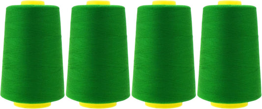 Mandala Crafts 4 Pack of Serger Threads Cones Spools - 40S/2 24000 Yards Polyester Dark Green Threads for Sergers Machine and Overlock Quilting Sewing Machine