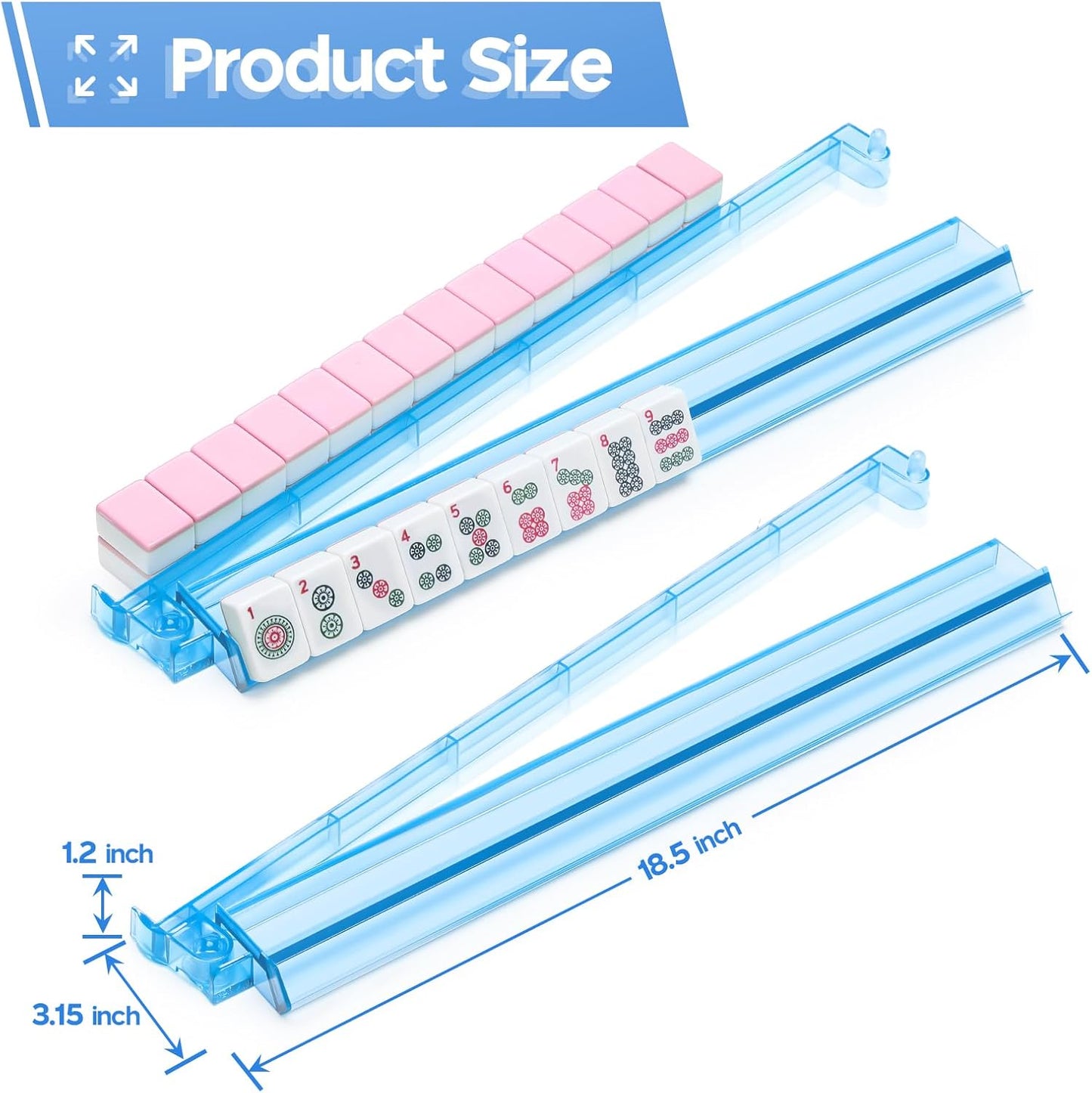 Mahjong Racks with Pushers Set of 4, Mahjong Tile Pushers and Racks, Acrylic Majiang Tile Holders Accessories (4 Colors)