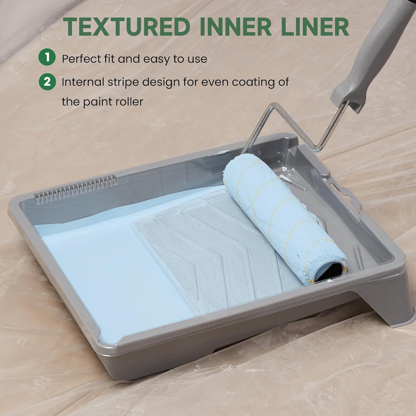 Voomey Paint Tray Liner Disposable,Paint Pan Liners,24 Pcs Heavy-Duty Plastic Paint Tray Liners for House Painting, Leak-Proof & Easy Cleanup (Only Compatible with Voomey 17pcs Paint Roller Kit)