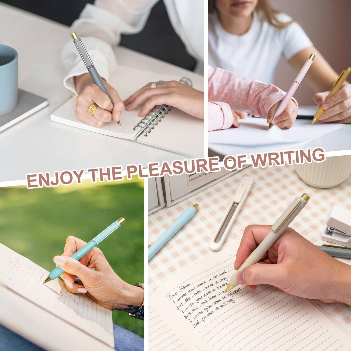 Linbsunne Ballpoint Pens Black Ink Pen 1.0mm Medium Point with Super Soft Grip(12-count)