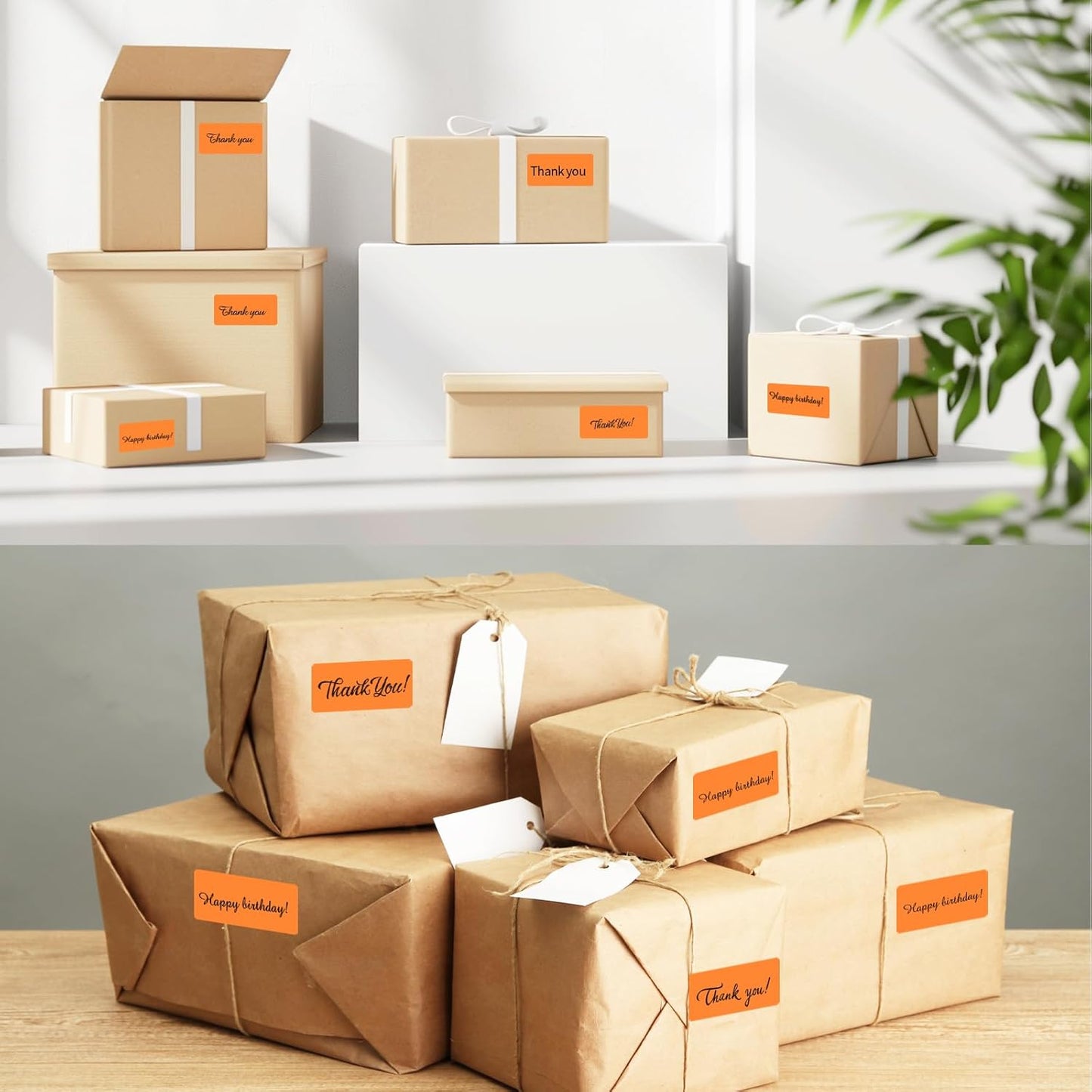 2x1 Inch Thermal Labels, Orange Thermal Printer Stickers, Waterproof Self-Adhesive Shipping Label Printer Sticker for Barcode, Name, Address, 300 Labels/Roll