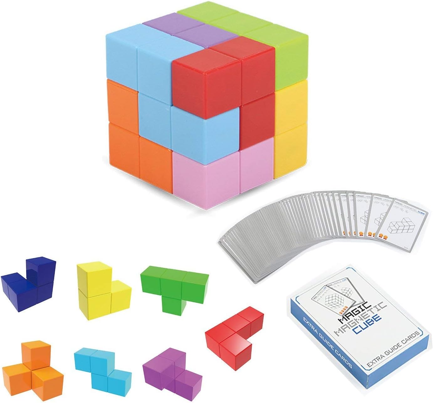 Magnetic Soma Cube Block- Children's Educational Toys Magnetic Tiles for Kids Stress Relief Toy Puzzle Cubes to Develops Intelligence, Ideal for Birthday Gifts (Opaque)