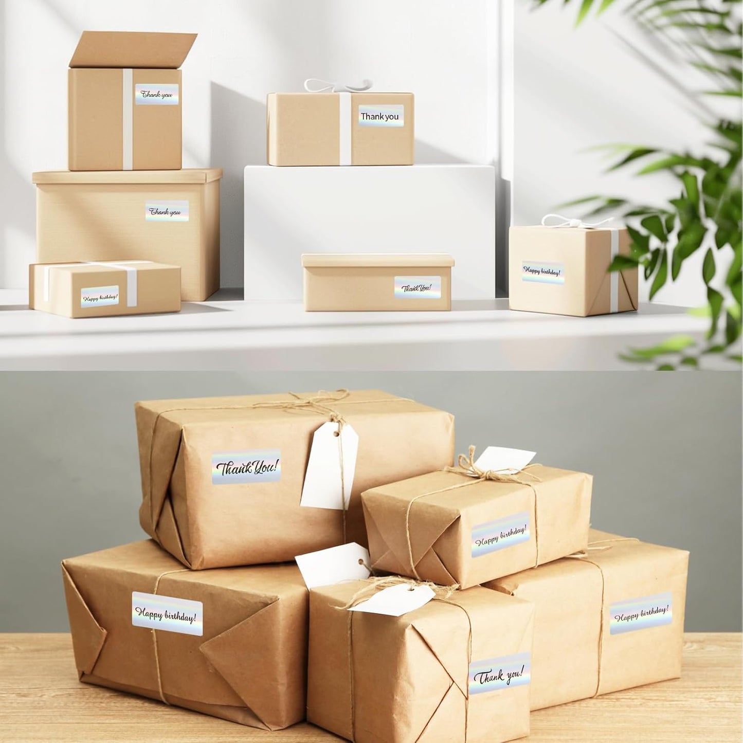 2x1 Inch Holographic Thermal Labels, Silver Glitter Thermal Printer Stickers, Waterproof Self-Adhesive Shipping Label Printer Sticker for Barcode, Name, Address, 300 Labels/Roll