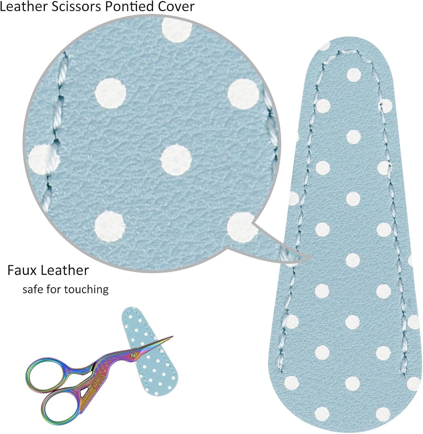 BIHRTC Rainbow Embroidery Small Precision Stainless Steel Scissors with Leather Cover DIY Tools Shears for Crochet Sewing Crafting Art Work Threading Needlework Knitting