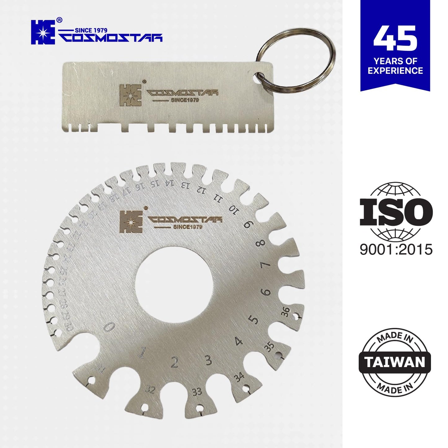 Cosmostar 2 Pcs Stainless Steel Welding Gauge Set – Wire & Metal Sheet Thickness Gauge, 25-3,000 um Wet Film Comb + Dual-Sided Round Wire Cable Gauge for Welding Material & Sheet Measurement