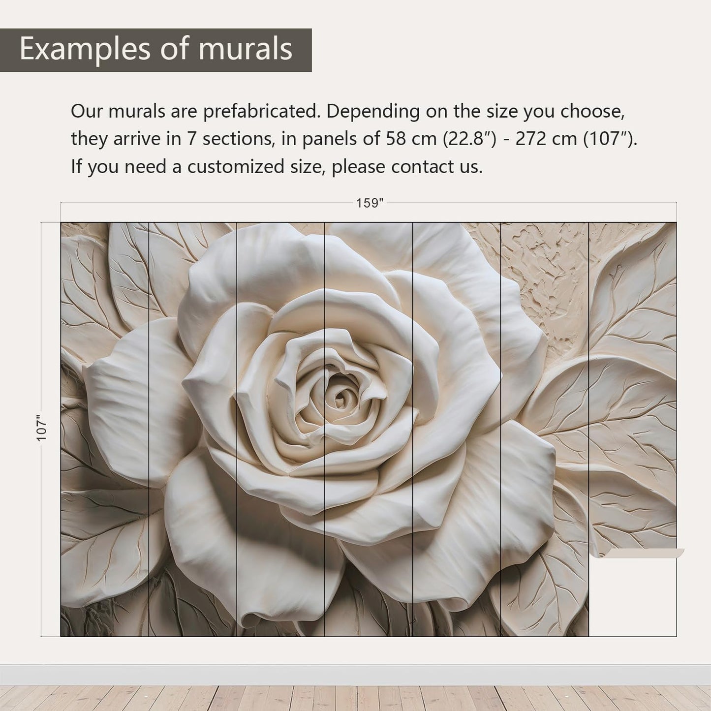 AFZEVEB-3D Rose Flower Wallpaper Large Floral Wall murals for Bedroom 159"x107"(Not Peel and Stick)