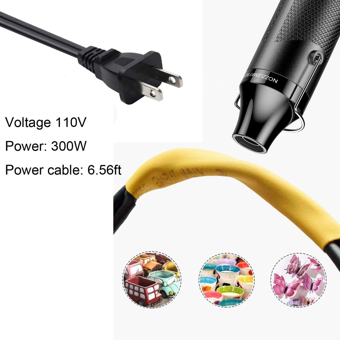 Heat Gun, Uptdae Version 110V 300W Mini Handheld Hot Air Gun with 6.6ft Cable, Portable Heat Gun For Crafting, Embossing, Shrink Wrapping PVC, Drying Paint, Clay, Rubber Stamp