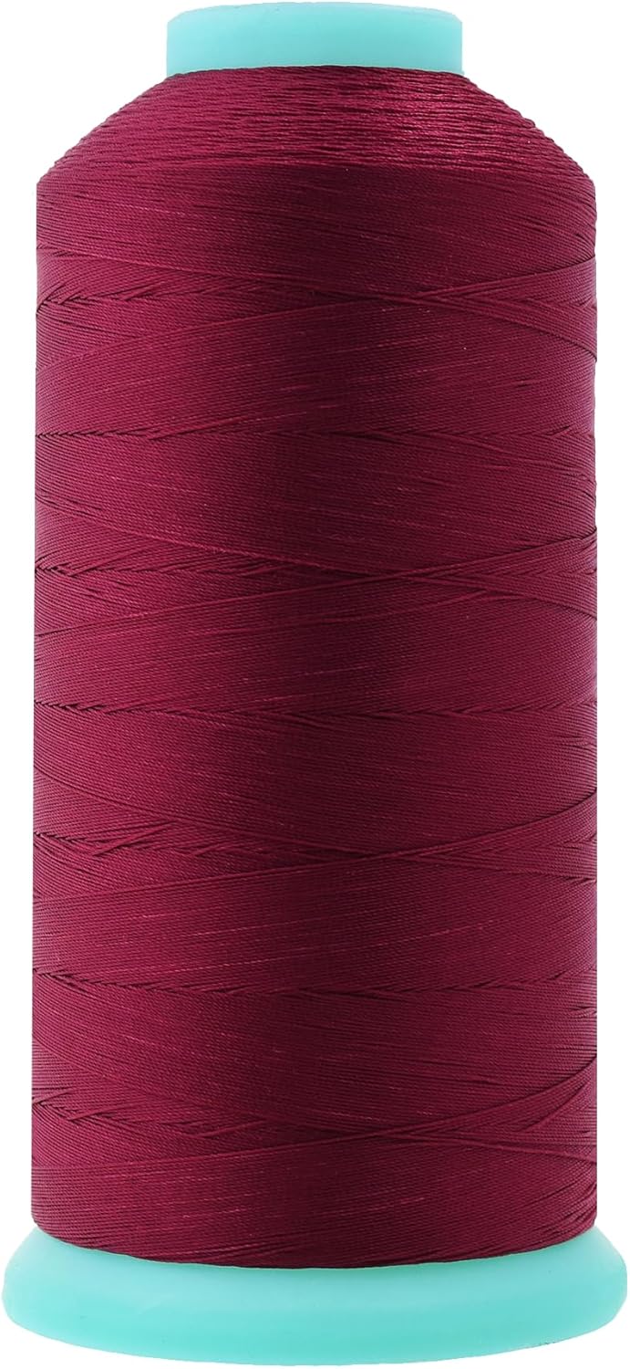 Mandala Crafts Bonded Nylon Thread Wine Heavy Duty Sewing Threads - 2843 YDs Size 46 210D T45 Tex 45 Thread for Leather Jeans Weaving Outdoor Marine Upholstery Threads