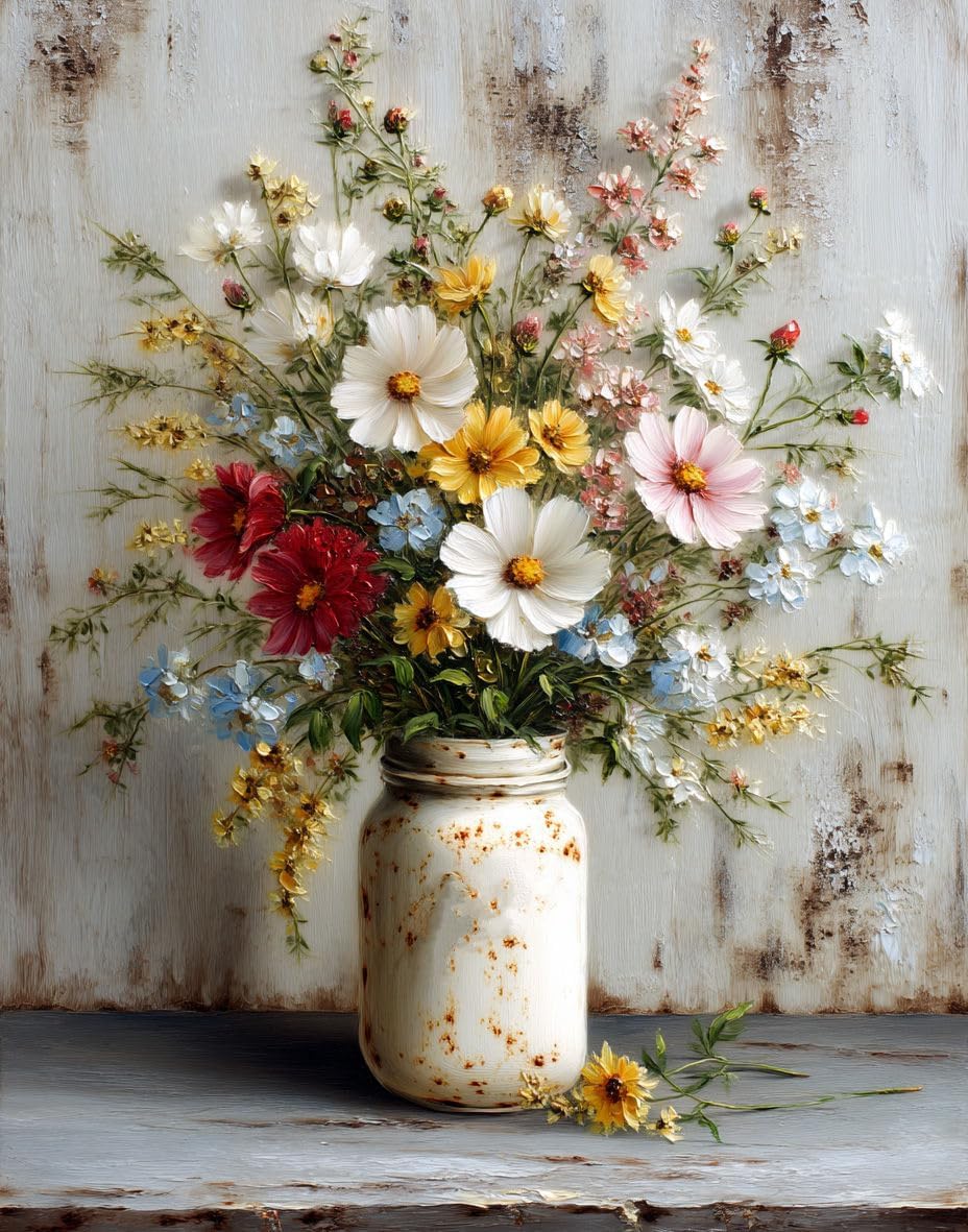 Moohue 14ct Counted Stamped Cross Stitch Kits for Adults Flowers Printed Cross Stitch Patterns Art Crafts Cross Stitch Supplies (Flowers 7)