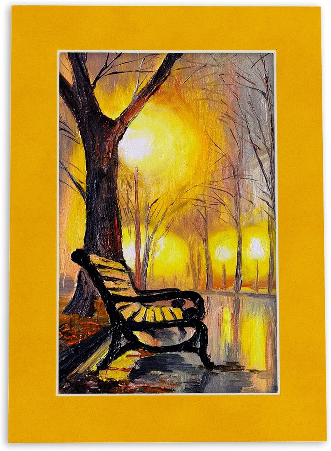 Poster Palooza 8x10 Mat Bevel Cut for 6x8 Photos - Acid Free Bright Yellow Precut Matboard - for Pictures, Photos, Framing - 4-ply Thickness