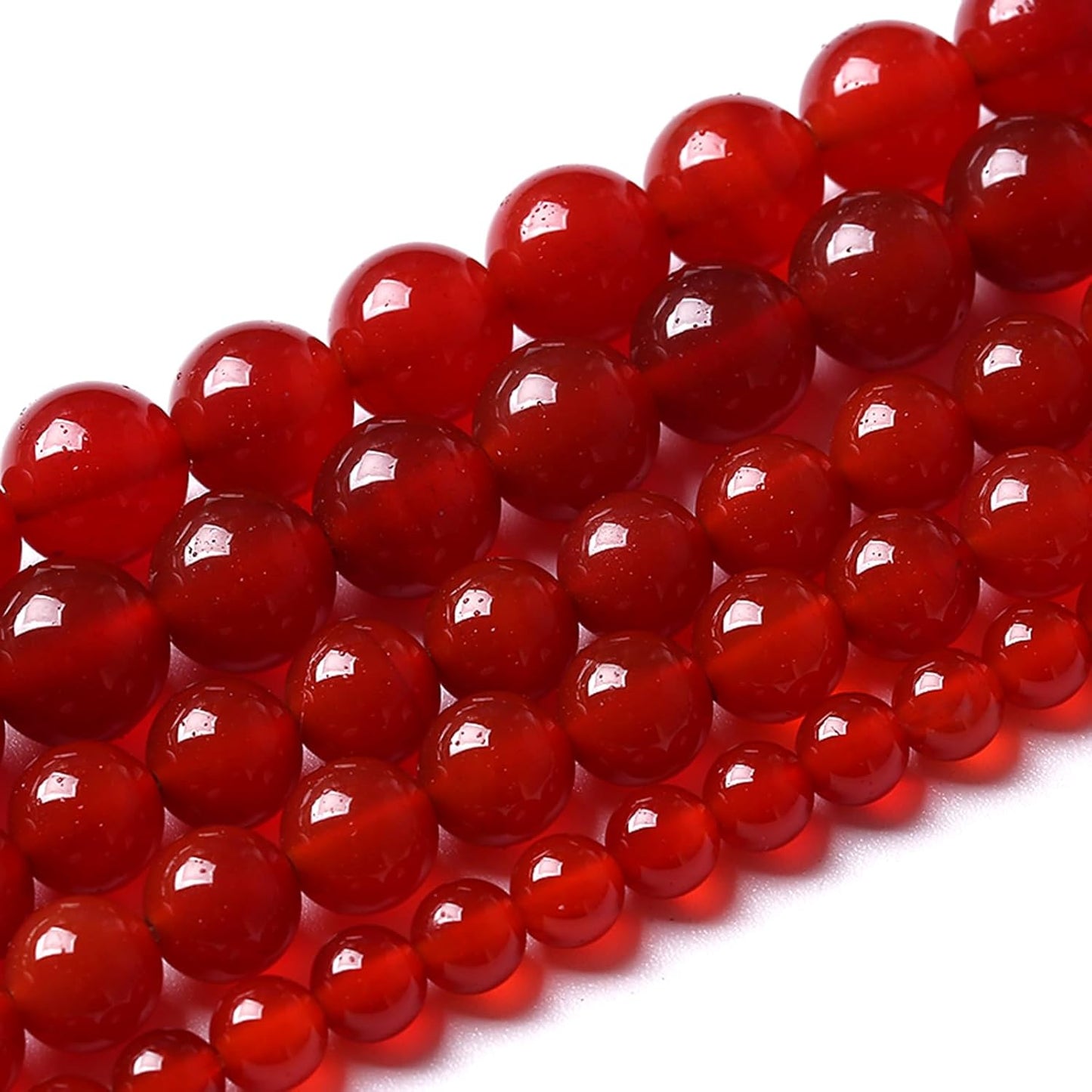4MM 180pcs Semi-Precious Red Agate Beads Natural Stone Round Loose Beads for Jewelry Making DIY Bracelet Necklace 2 Strands 32"
