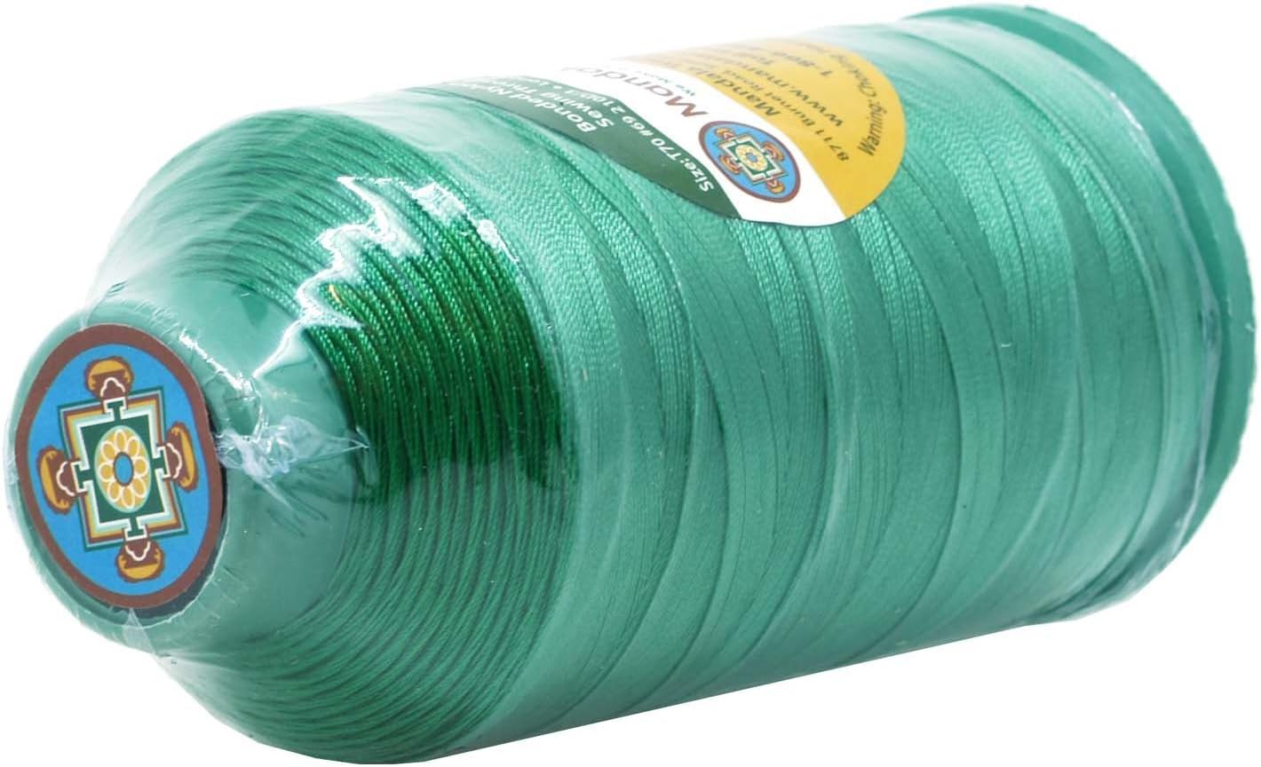 Mandala Crafts Bonded Nylon Thread Green Heavy Duty Sewing Threads - 1500 YDs Size 69 210D T70 Tex 70 Thread for Leather Jeans Weaving Outdoor Marine Upholstery Threads