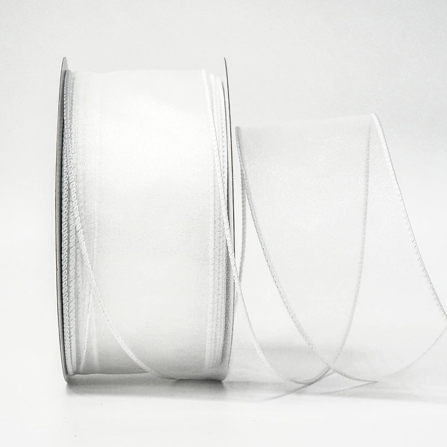 CT CRAFT LLC Sheer Organza Wired Ribbon 2.5" x 50Yards White for Wedding Chair Bow Flora Bouquet Gift Wrapping Christmas Tree Home Decor Wreath