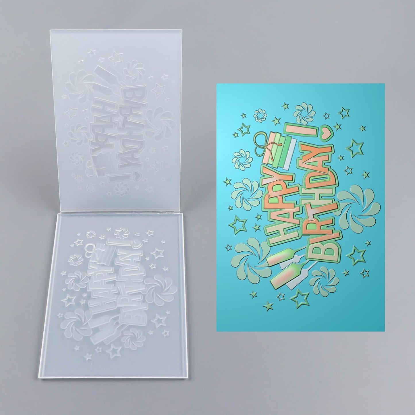 BAOFALI 3D Embossing Folder for Card Making,Happy Birthday Plastic Texture Fades Embossing Folder Template for Scrapbooking Cardstock Album DIY Decoration Paper Crafting 6.3x4.5inch