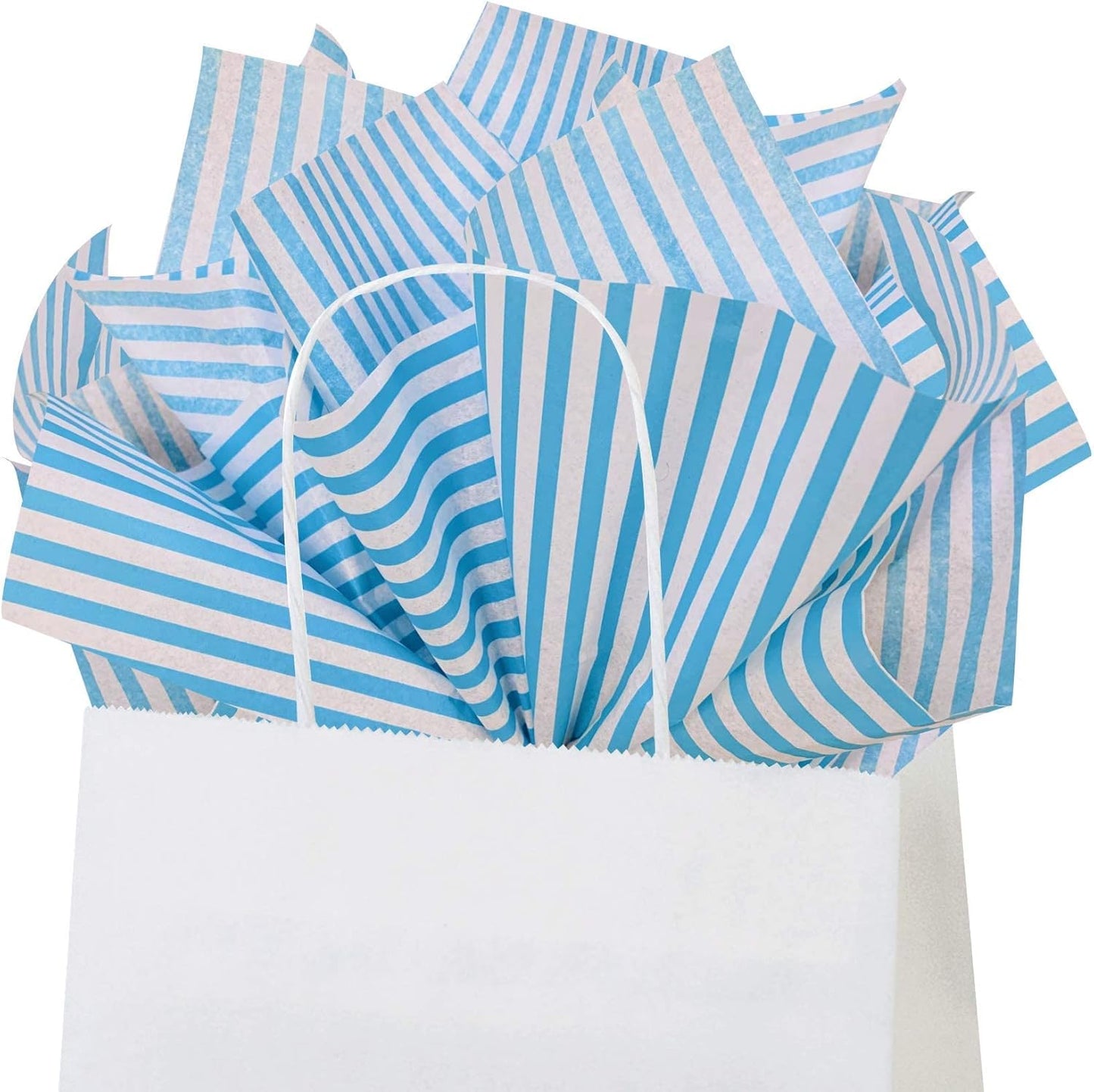 Flexicore Packaging Turquoise Blue Pin Stripe Print Gift Wrap Tissue Paper Size: 15 Inch X 20 Inch | Count: 100 Sheets | Color: Turquoise Pin Stripe