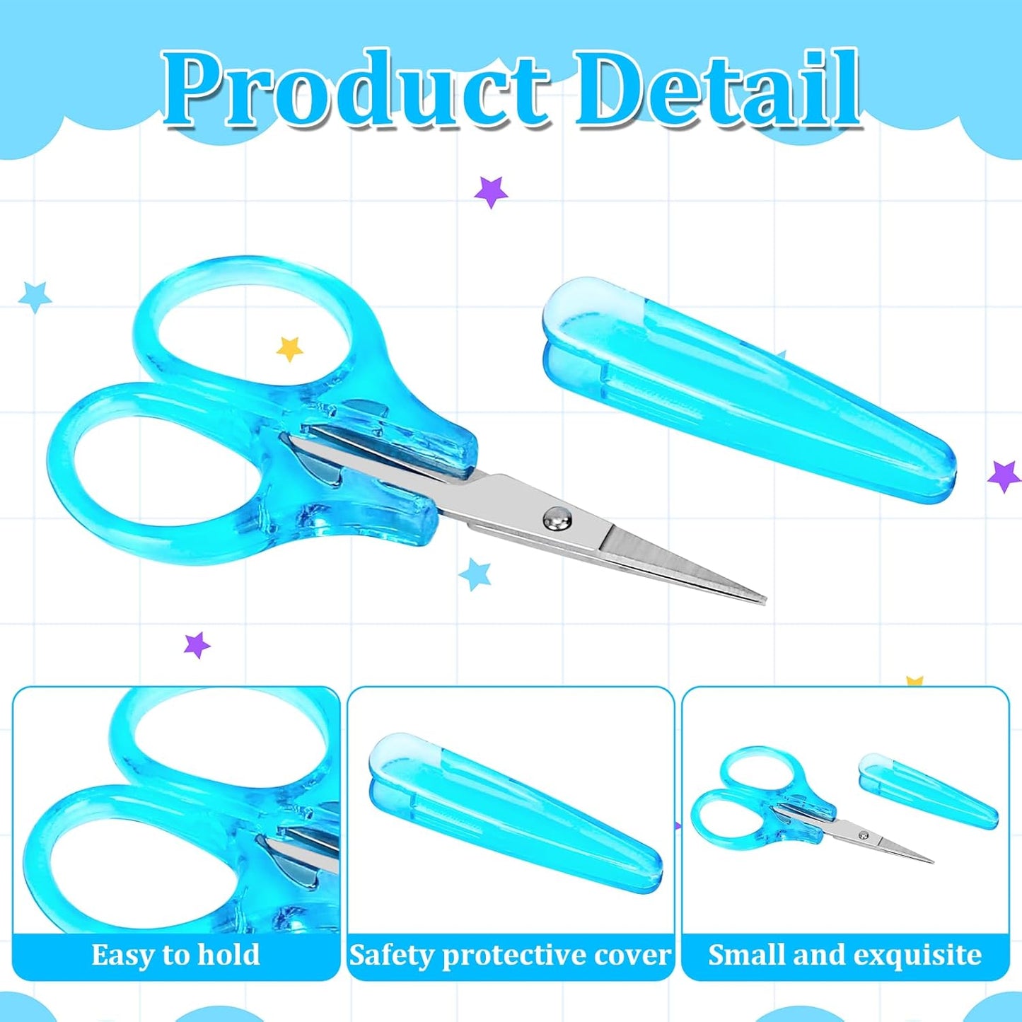 3 PCS Small All Purpose Craft Scissors, 3.5" Mini Stainless Steel Sewing Craft Scissors with Protective Cover, Detail Precision Straight Tips for Travel Embroidery Paper Cutting Crafting