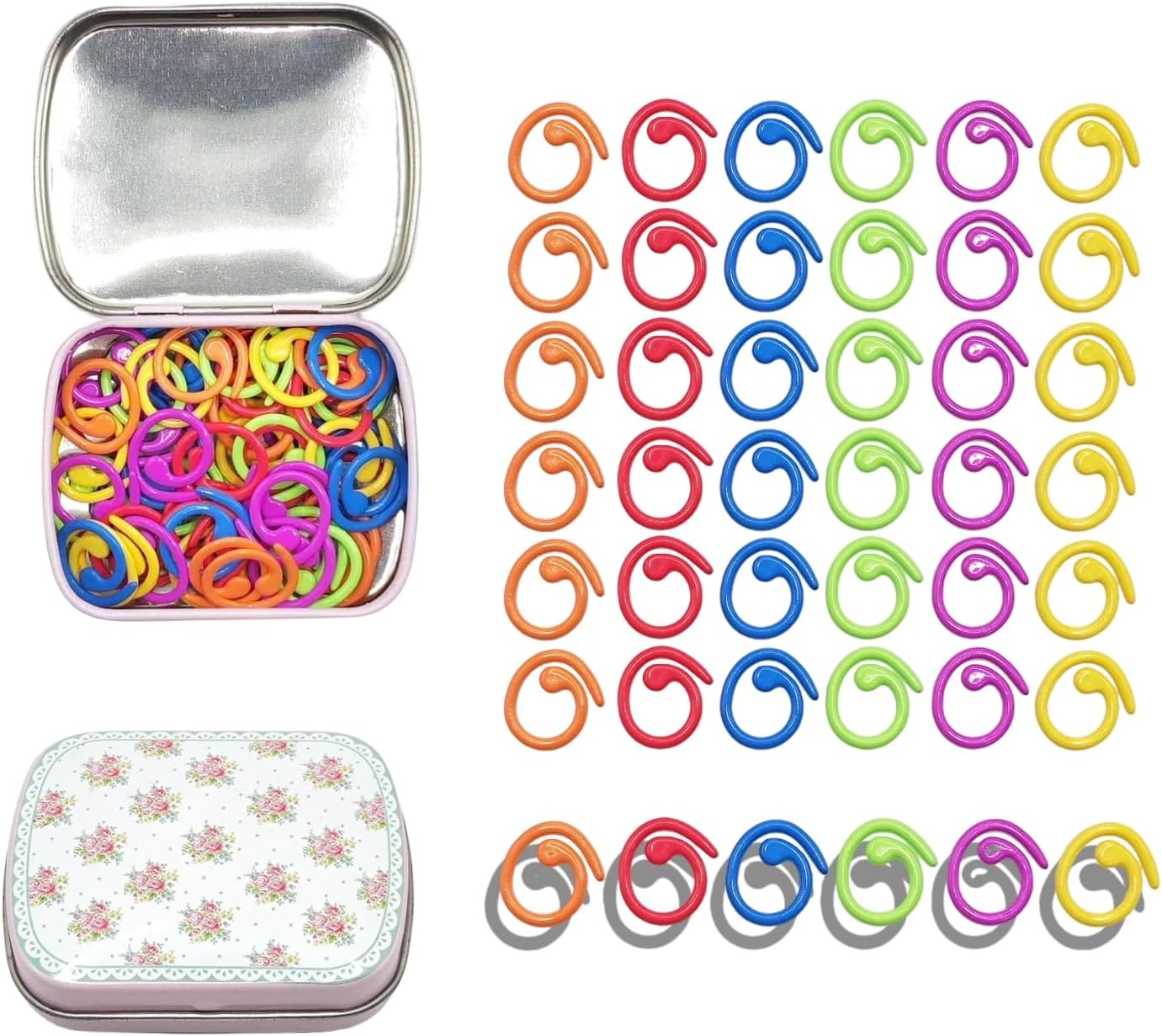 Metal Stitch Markers,Colorful Crochet Stitch Markers,Knitting Stitch Markers with Storage Case,Crochet Gift for Knitting Weaving Lovers (Spiral)