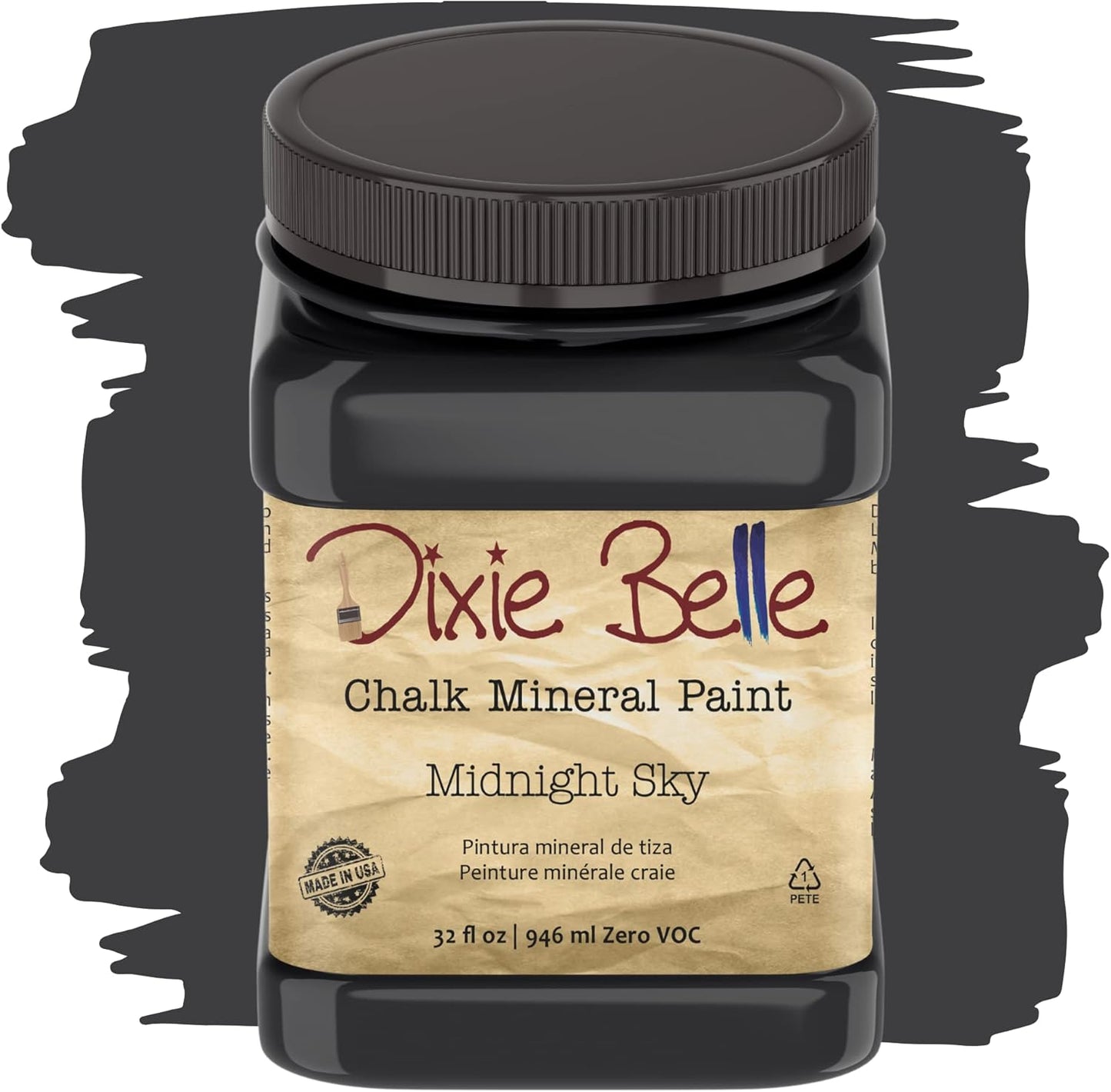 Dixie Belle Paint Company Chalk Finish Furniture Paint - Midnight Sky (32oz) - Matte Blue Black Chic Chalk Mineral DIY Furniture Paint