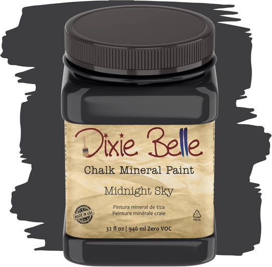 Dixie Belle Paint Company Chalk Finish Furniture Paint - Midnight Sky (32oz) - Matte Blue Black Chic Chalk Mineral DIY Furniture Paint