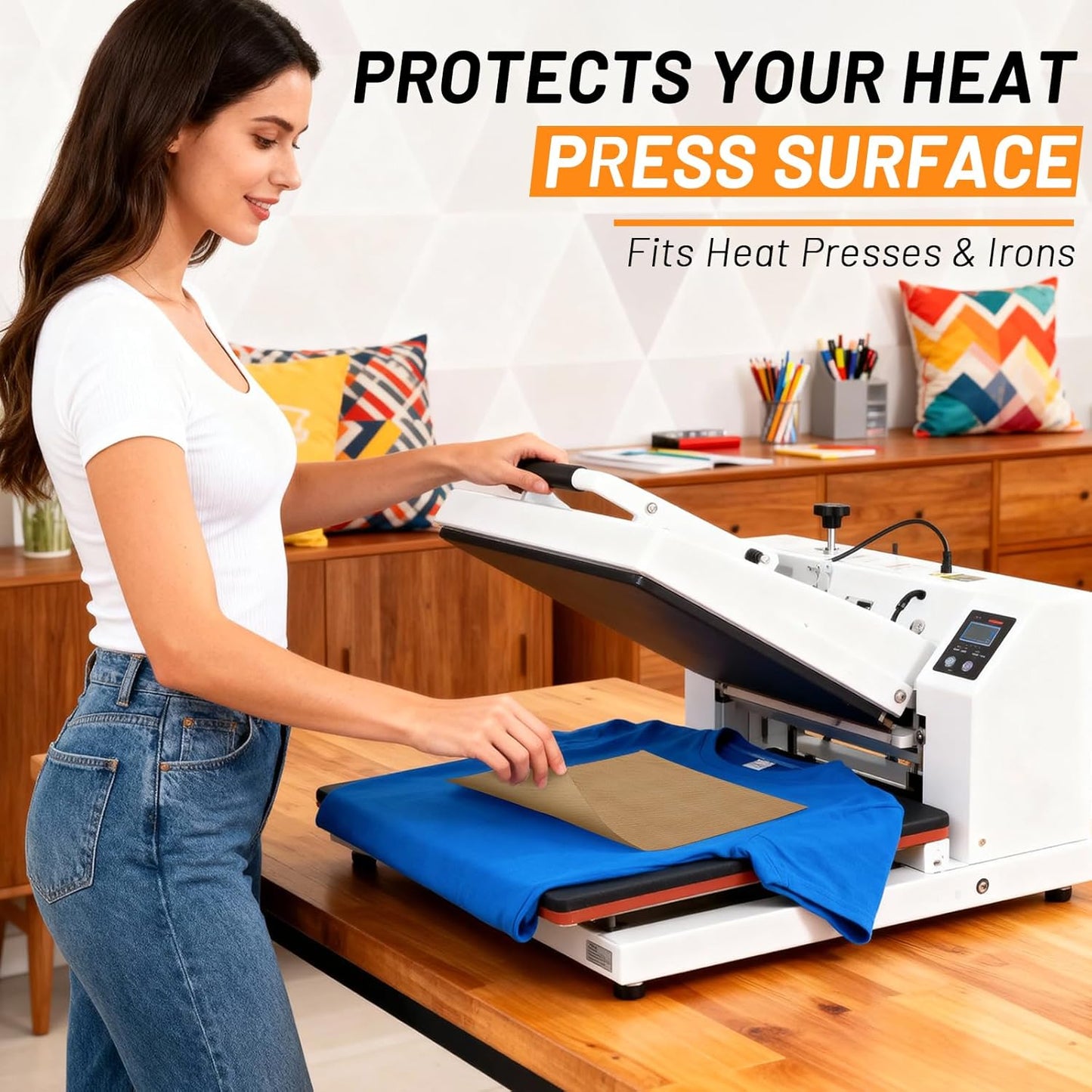 Svaldo Teflon Sheets for Heat Press, 3 Pack, 16x20 Heat Press Paper for T Shirts, Hat, Reusable Non Stick PTFE Teflon Sheet, Iron Transfer Paper for Sublimation Machine, Craft & Baking