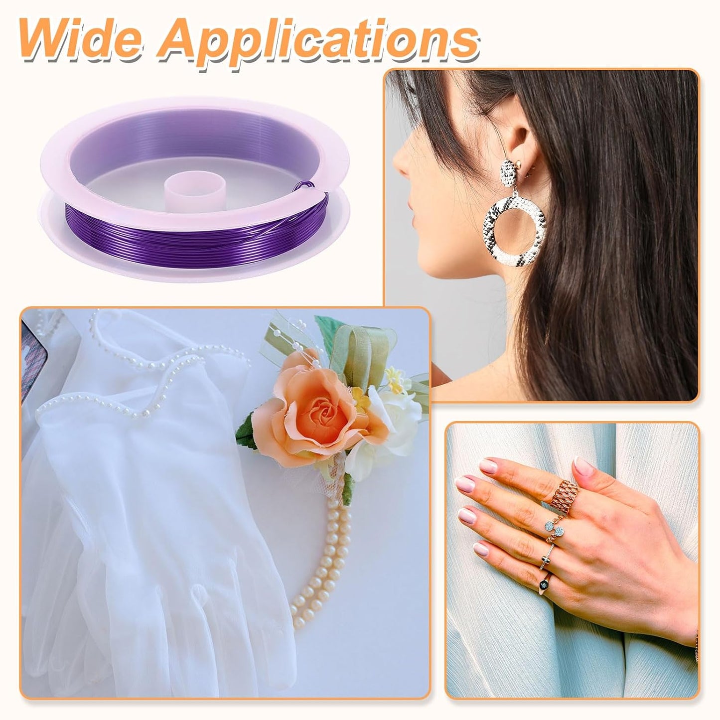 HARFINGTON 13ft Jewelry Wire, 22 Gauge (0.6mm) Brass Craft Soft Metal Tarnish Resistant Copper Beading Wire for Jewelry Making Supplies Crafting, Purple