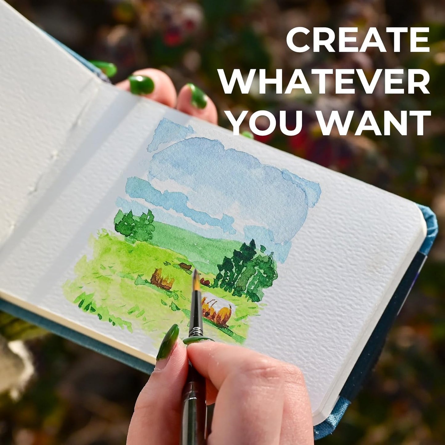 Funto Watercolor Journal, 3.5x5.5, 2 Pack, 24 Sheets Each, Blue Cloth Cover, 110lb/230gsm, Suitable for Techniques and Mixed Media