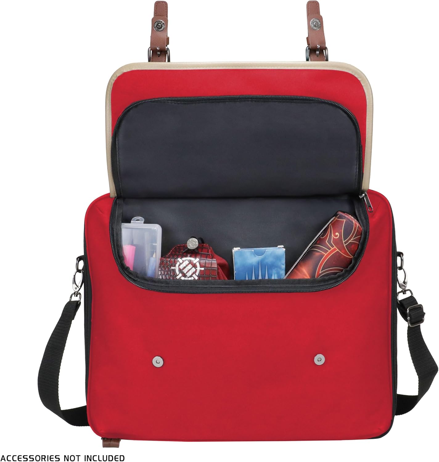 ENHANCE Designer Edition TCG Bag - MTG Shoulder Bag with Customizable Dividers & Accessory Pocket for Deck Boxes, Dice - Card Storage Compatible with Magic the Gathering, Lorcana (Red)