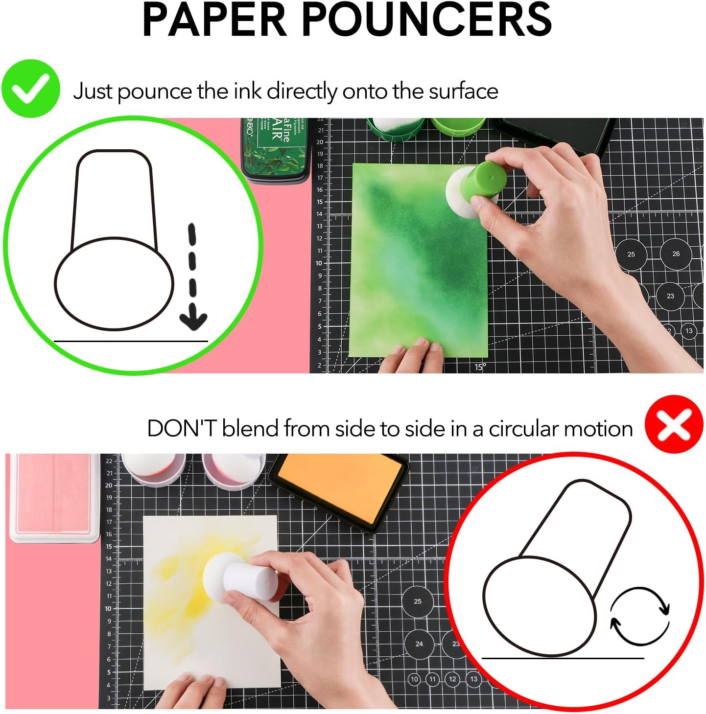 45PCS / Sets Ink Applicator with Storage Cases,Paper Pouncers for Direct Ink Application On Crafts Projects Easily,Inking Sponge for Stamp Ink Distressing, Blending Card Making Crafting Tools