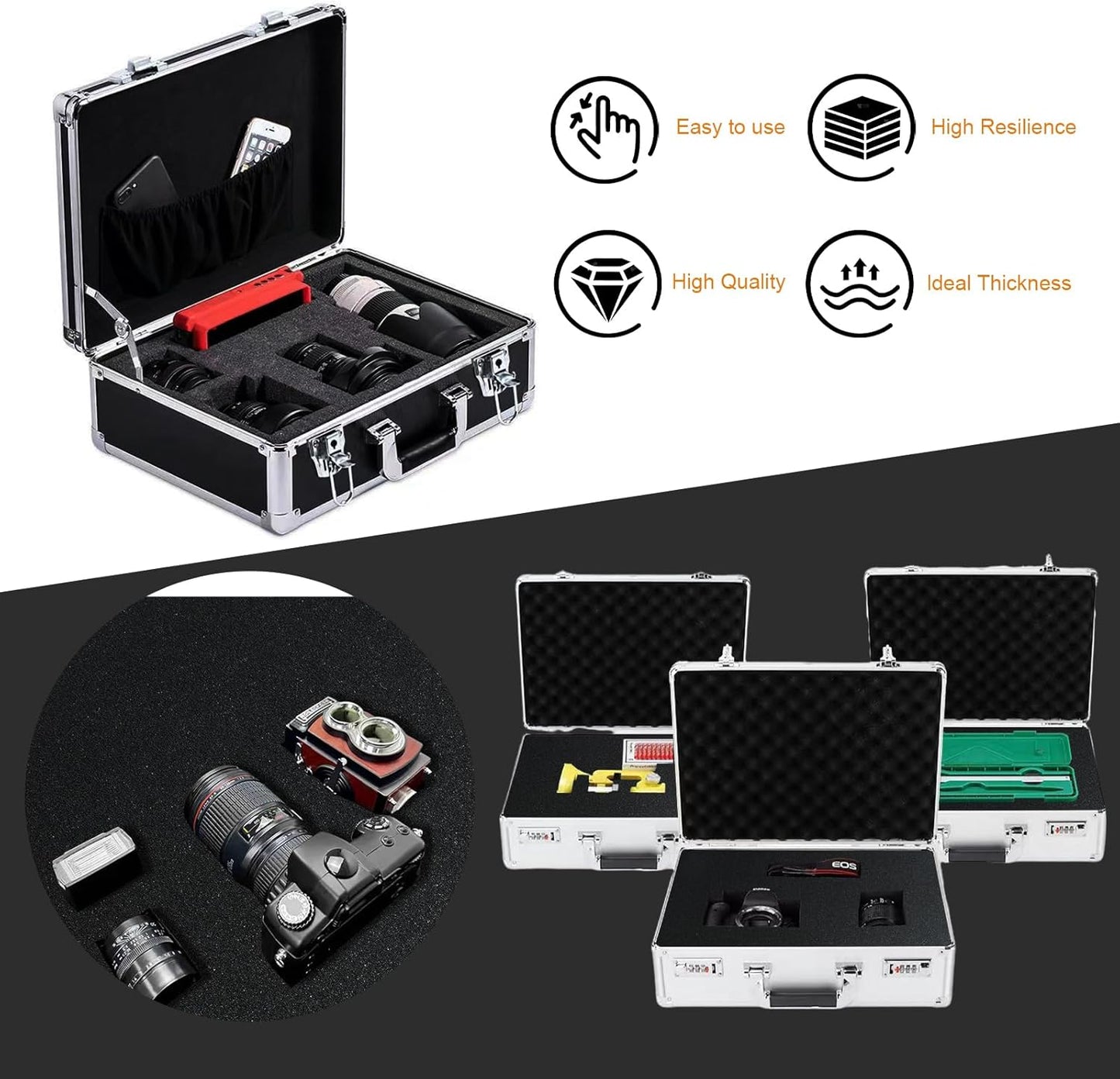 Eunice 4Pcs 12 x 12 x 0.4 Inch Polyurethane Foam Sheets & 4Pcs 12 x 12 x 2 Inch Cuttable Foam Inserts for Cases, Packing Foam Pads for Tool Box, Camera Storage and Crafts