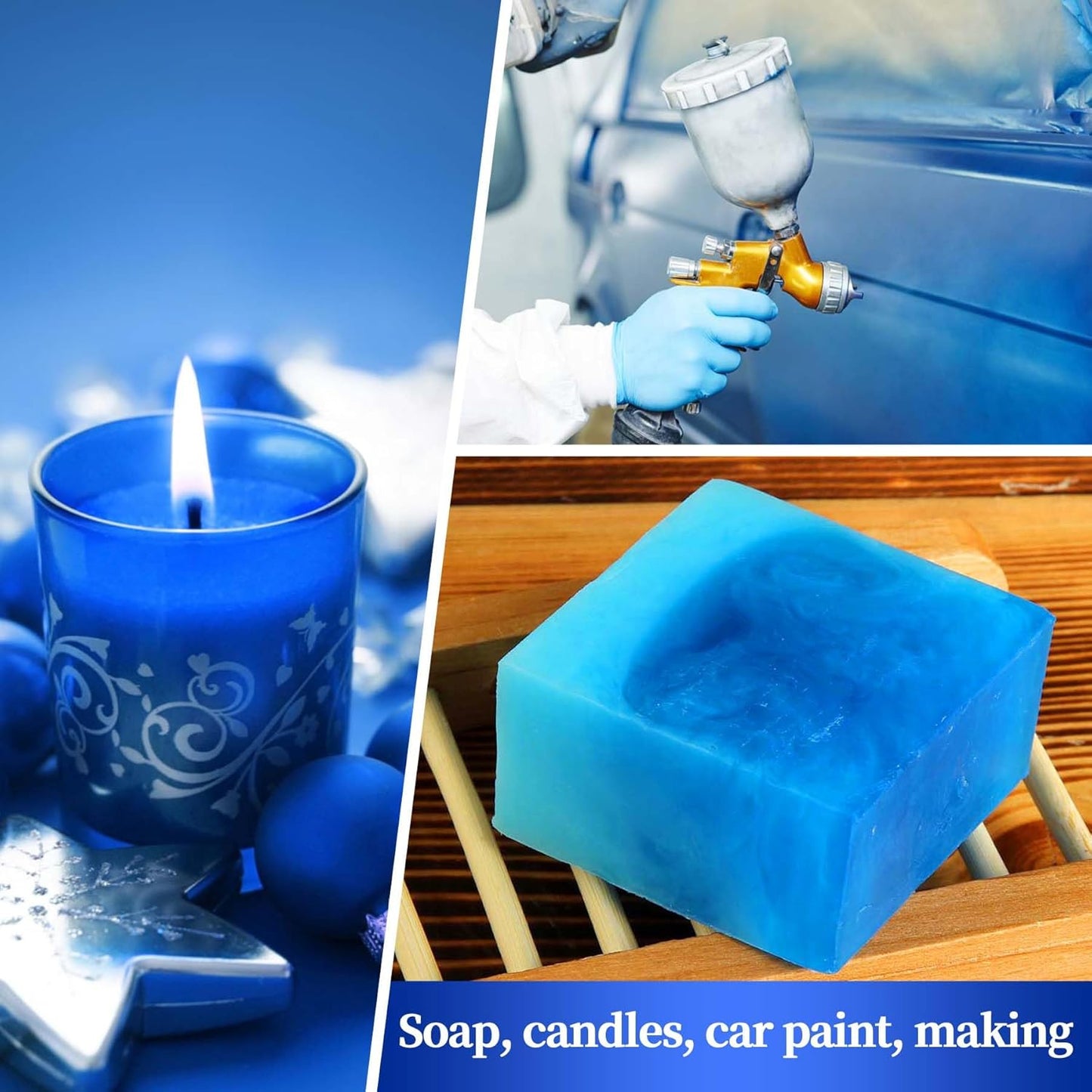 Blue Mica Powder for Epoxy Resin，Natural Shimmer Mica Powder Used for Coloring car Spray Paint, Candles, soap, Eye Shadow, Lip Gloss, Nail Polish(50g/1.7oz)