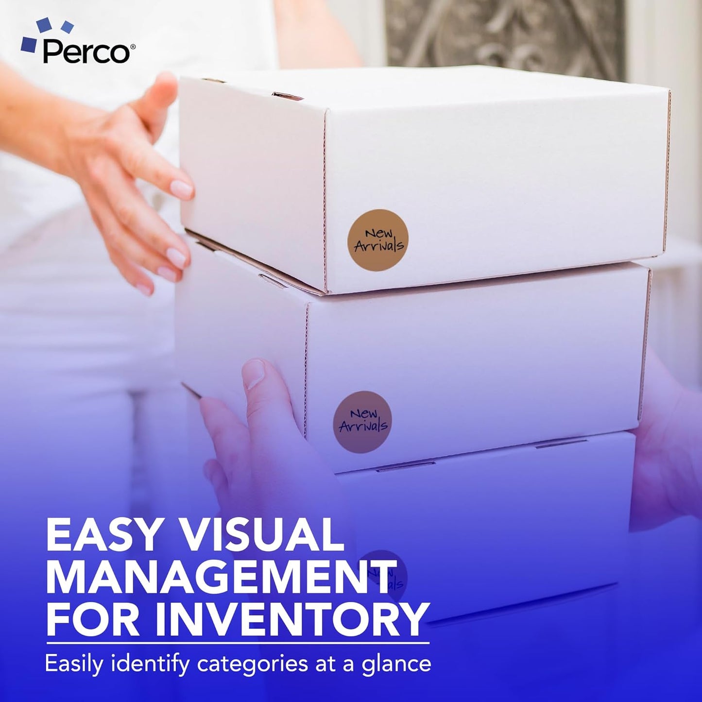 Perco Kraft Brown 3-Inch Round Circle Dot Sticker Labels - Multi-Roll Pack (3 Rolls, 500 Labels Each) - Permanent Adhesive, Natural, Cardboard-Like Surface - Perforated for Easy Use - Made in USA