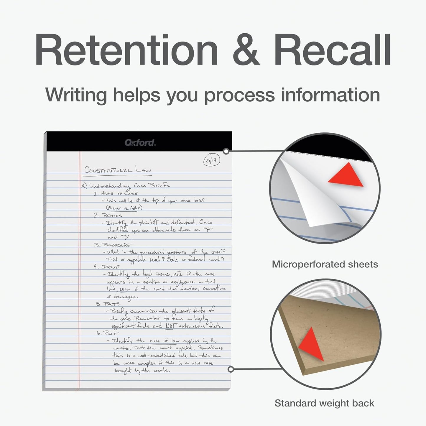 Oxford 8.5 x 11.75 Legal Pads, 12 Pack, Wide Ruled, White Paper, 50 Sheets Per Writing Pad, Made in the USA (74030)