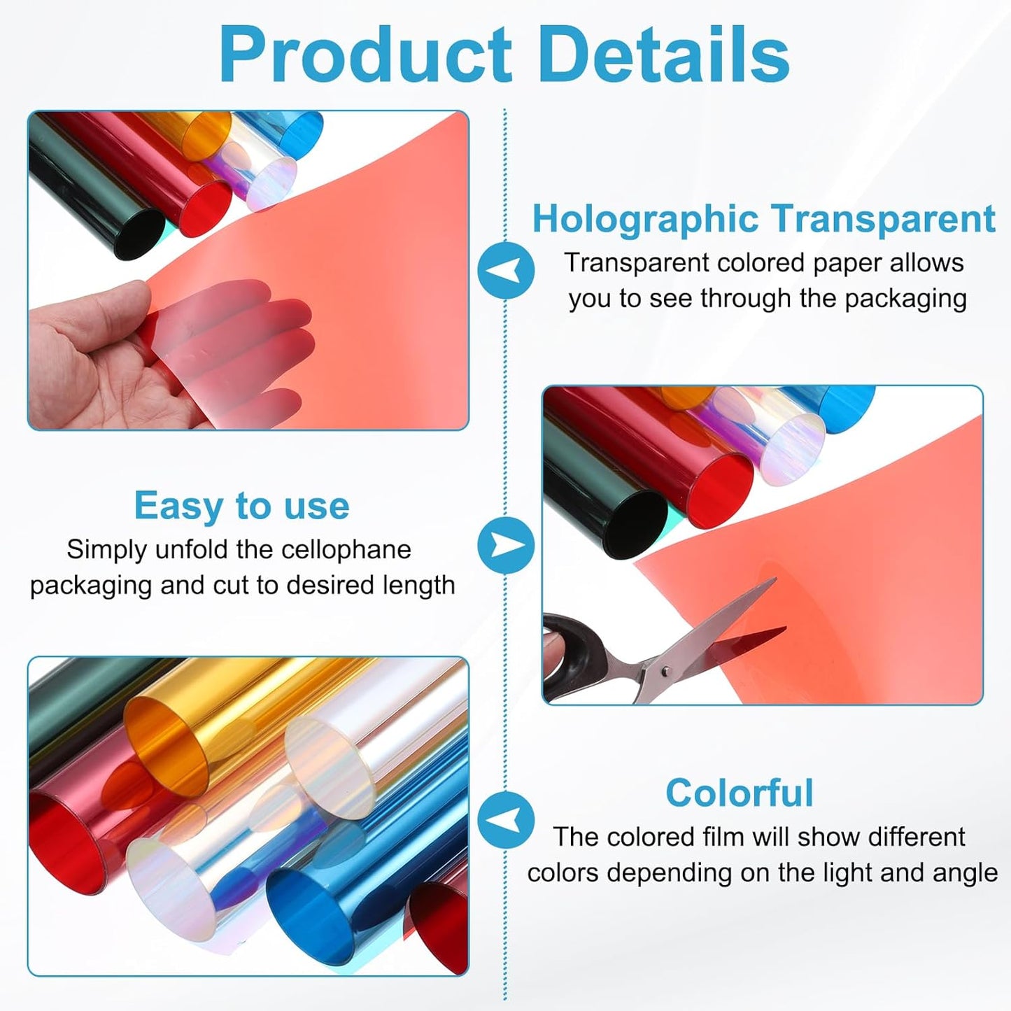 MECCANIXITY Iridescent Window Film,24" x 39" Iridescent Holographic PVC Fabric Dichroic Film Clear Vinyl Paper Roll for DIY Craft Gift Wrapping Bag Decoration,Light Gray