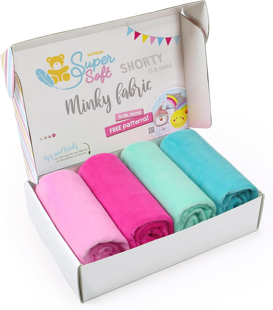 kullaloo Minky Fabric | Bundle: 4 Precut Pieces Solid Minky Plush Fabric for Sewing | 39.5x29.5 Each | for Plushies, Baby Blankets, Pillows, Dog Beds, Apparel | Mermaid Colors Minky Fabric Pack