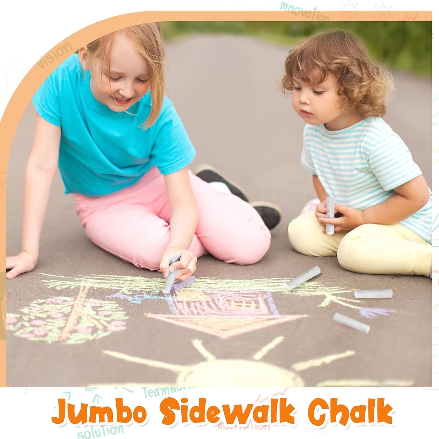 40 Pcs Sidewalk Chalks for Kids Non Toxic Jumbo Chalk for Party Gift Outdoor Art Classroom Play Painting (White)