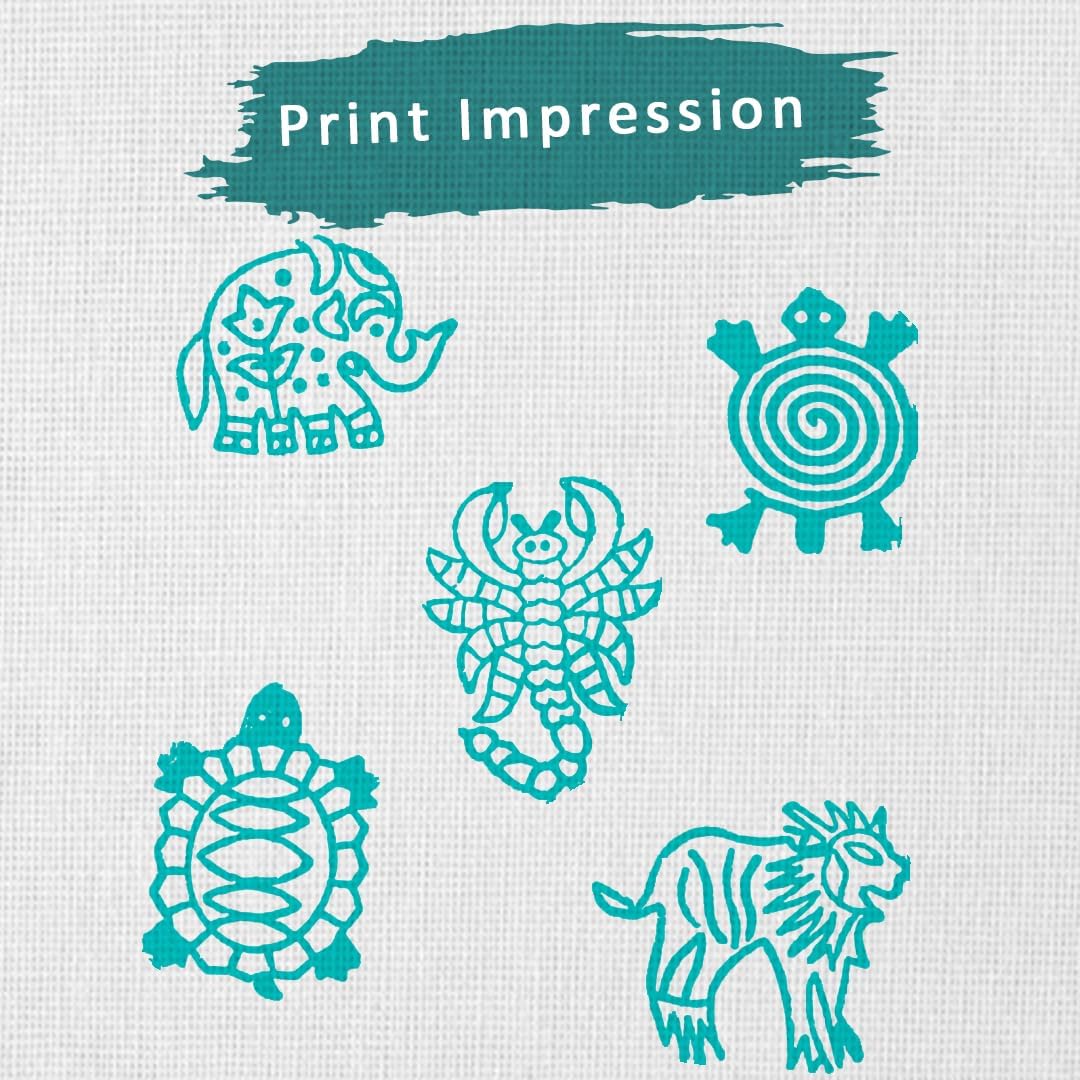 Hashcart Wooden Stamp Block, Printing Stamp Design Set | Block for Printing Saree Border | Dresses, Craft Card Making, Scrapbook, Clay Pottery | Set of 5