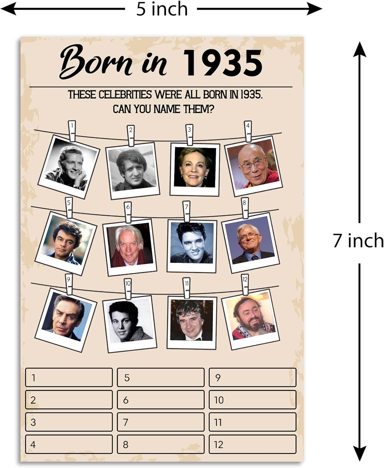 90 th Birthday Party Games, Set of 2 Activities for 15 Guests, Born in 1935 Games Bundle, Birthday Party Supplies for Adults, Pack of 30 Cards