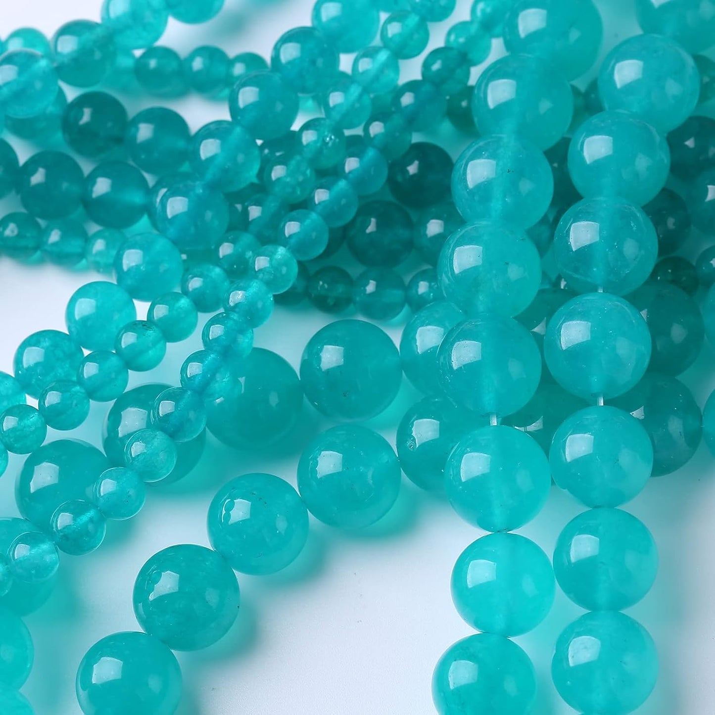 90PCS 4MM Amazonite Blue Chalcedony Natural Gemstone Round Stone Beads for Jewelry Making DIY Energy Stone Healing Power Bracelet 15"