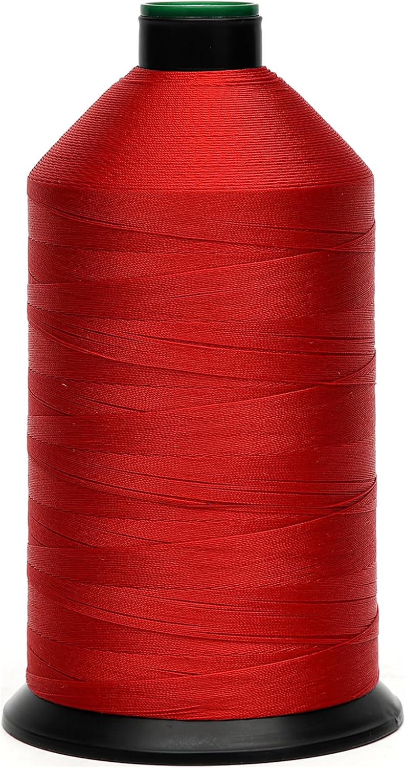 Extra Strong Bonded Nylon Thread #69 Tex70 – 16 OZ, 6000yds, Versatile Stitching Solution for Leather, Upholstery, Canvas Repair and More (Red)
