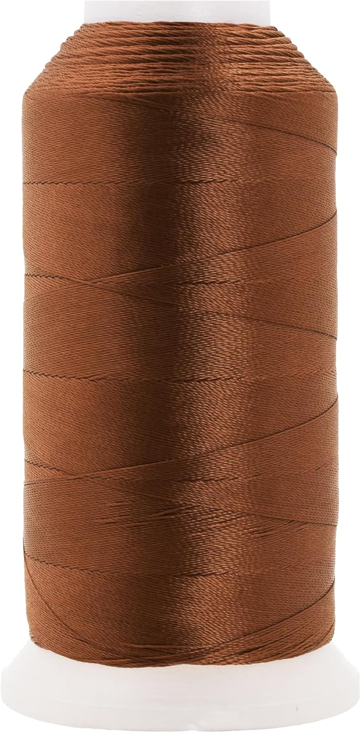 Mandala Crafts Russet Brown Heavy Duty Thread - 1500 Yds Tex 70 for Sewing, Drapery, Jeans, Leather, Hair, Bonded Polyester Outdoor Marine Upholstery